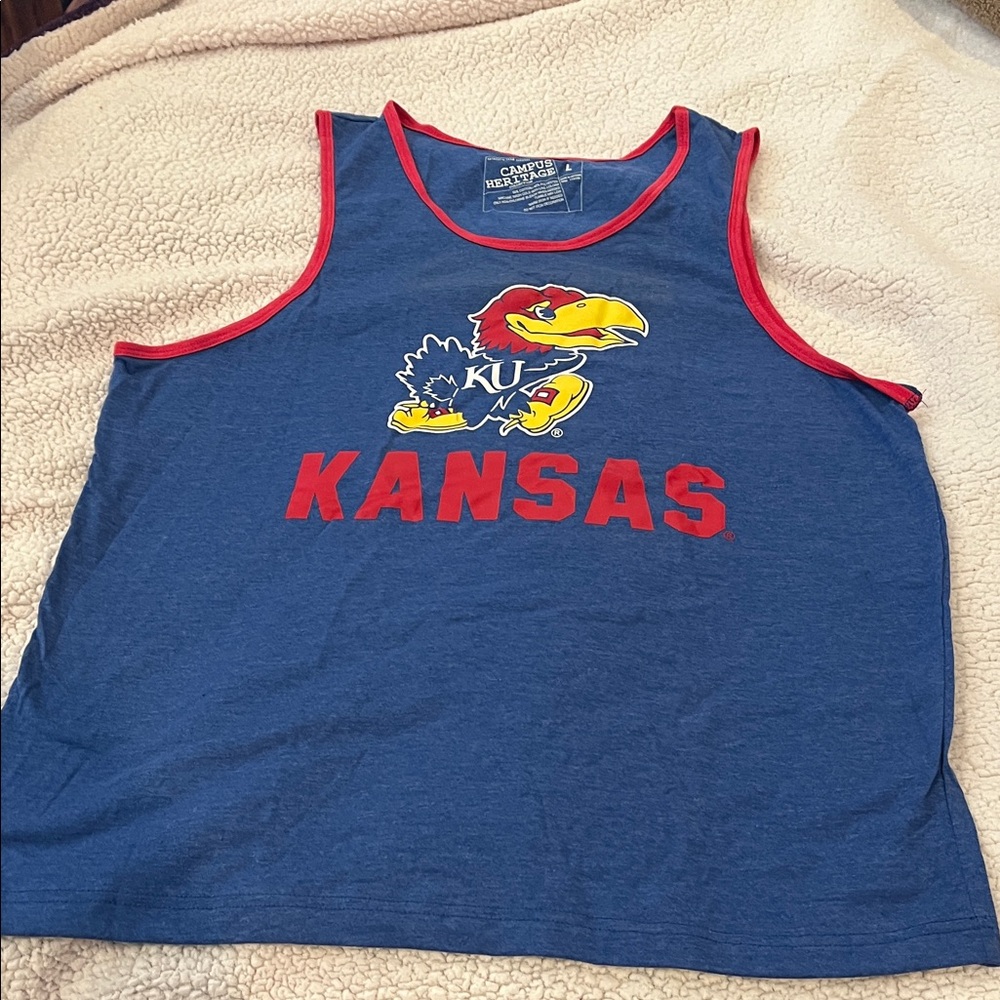 Mens Blue and Red Kansas Jayhawks Tank Top